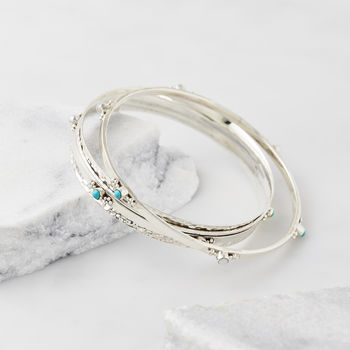 Rajput Serenity Turquoise And Pearl Stacking Bangle, 7 of 12