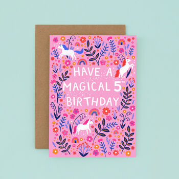 Any Age Unicorn Birthday Card, Girls Birthday Card, 5 of 9