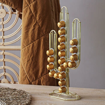 Cactus Coffee Pod Holder In Black And Gold, 6 of 8