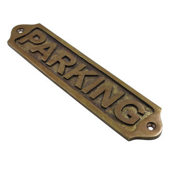 Custom Parking Brass Plaque With Vintage Finish, 4 of 12
