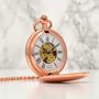Personalised Skeleton Pocket Watch Rose Gold Plated, thumbnail 2 of 4