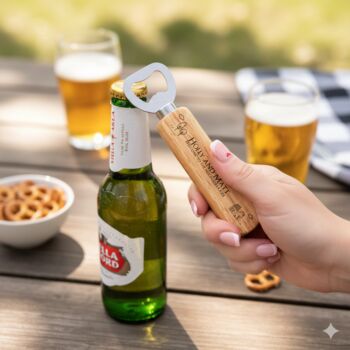New Home Personalised Wooden Handled Bottle Opener Gift, 2 of 4