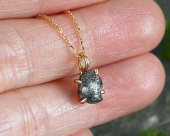 Rough Black Diamond Necklace In 14k Yellow Gold, 3 of 4