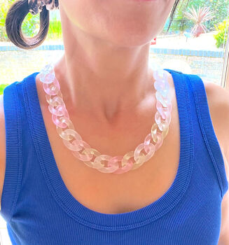 Chunky Clear Acrylic Link Statement Necklace, 2 of 5