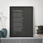 Black And White Personalised Typography Poem Print, thumbnail 1 of 12