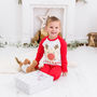Personalised Christmas Reindeer Red Pyjamas, thumbnail 3 of 7