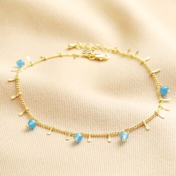 Semi Precious Stone Droplet Anklet In Gold, 2 of 7