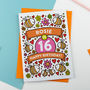 Personalised Bee's Illustrated 16th Birthday Card, thumbnail 2 of 2