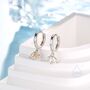 Sterling Silver Aurora Ab Cz Marquise Crown Huggie Hoop Earrings, thumbnail 3 of 10