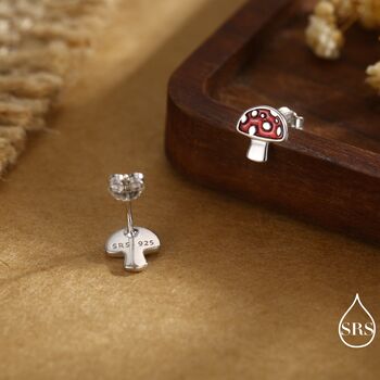 Mushroom Stud Earrings In Sterling Silver, 4 of 11