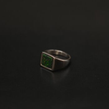 Square Opal Gem Silver Signet Ring For Men Mens Rings, 8 of 11