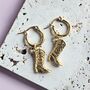 Gold Plated Cowboy Boot Huggie Hoop Earrings, thumbnail 3 of 5