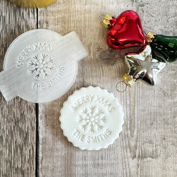 Personalised Snowflake Christmas Cake Embosser Cupcakes Biscuits, 2 of 5