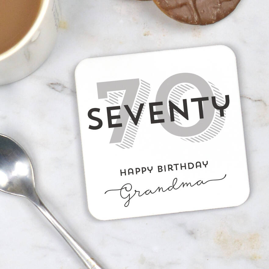 70th Birthday Coaster By Pink And Turquoise