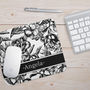 Personalised Black And White Floral Mouse Mat, thumbnail 1 of 1