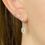Sterling Silver Seafoam Chalcedony Huggie Hoop Earrings, thumbnail 1 of 8