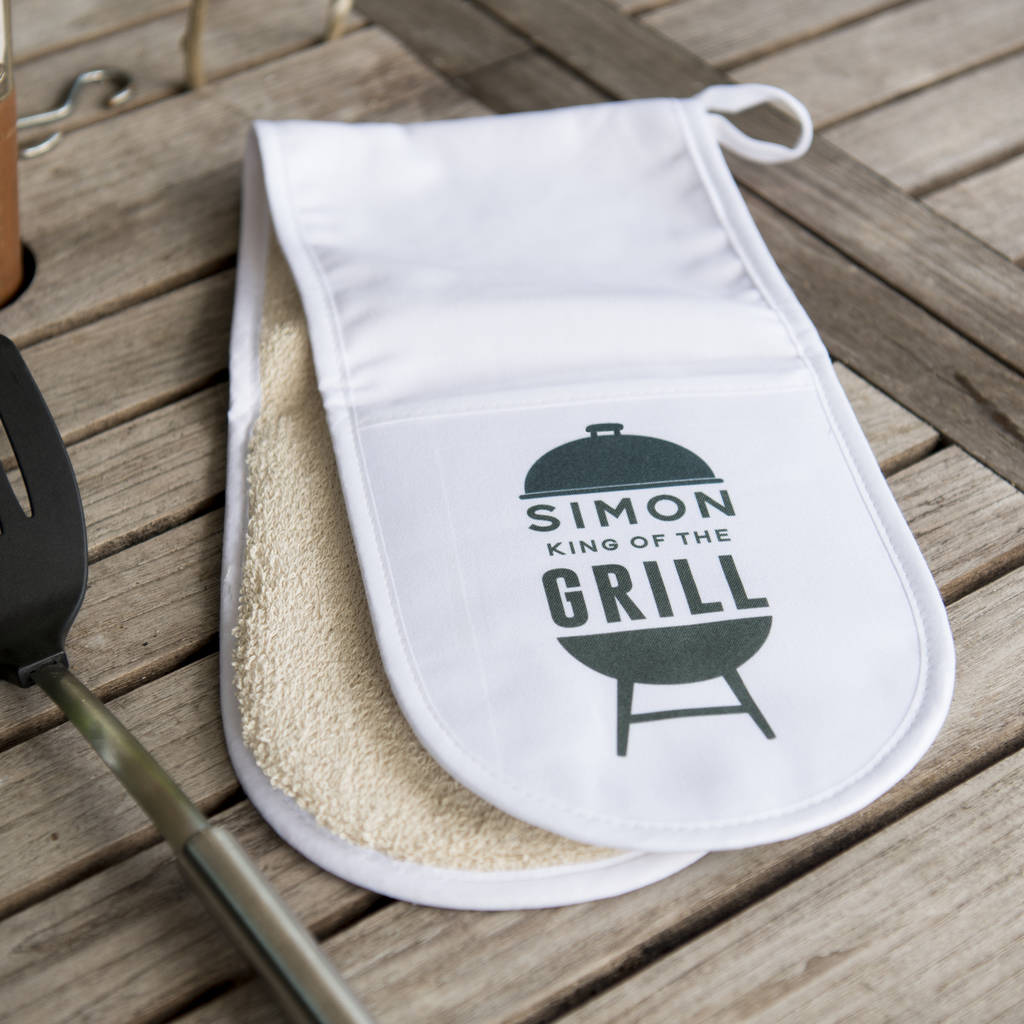 Personalised 'King Of The Grill' Oven Gloves, 1 of 2