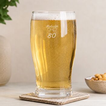 Personalised Pint Glass Engraved For 80th Birthday Gift, 2 of 12