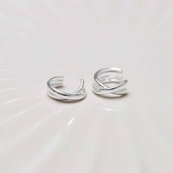 Sterling Silver Double Row Ear Cuff, 4 of 6