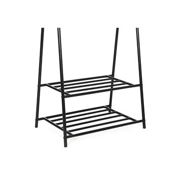Two Tier Black Storage Shelf Clothes Coat Rack Stand, 4 of 6