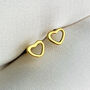 Sterling Silver Gold Colour Tiny Heart Stud Earrings, thumbnail 1 of 5