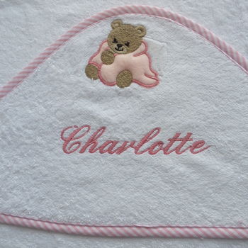 Personalised Baby Hooded Towel With Teddy Bear Motif, 2 of 2