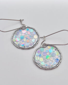 Super Silver Disco Earrings Small Hand Made, 4 of 8