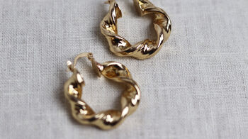 Gold Twist Hoop Earrings, 4 of 5