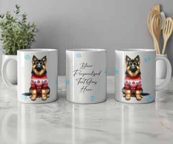Personalised German Shepherd In Christmas Jumper Mug, 2 of 2