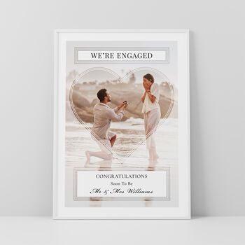 We’re Engaged Couples Photo Print Personalised Engagement Gift, 4 of 5