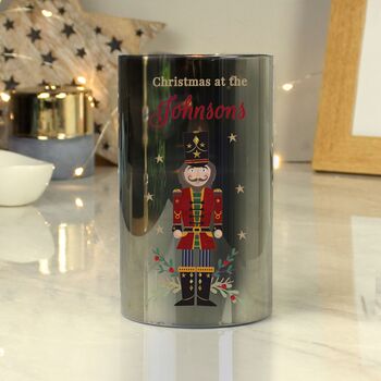 Personalised Xmas Nutcracker Smoked LED Candle, 2 of 2