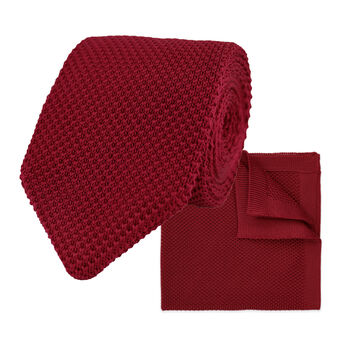 Burgundy Red Diamond End Knitted Neck Tie In 100% Soft Polyester, 2 of 9