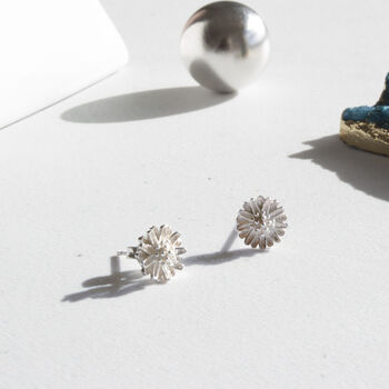 Sterling Silver Daisy Flower Earrings In A Gift Box, 2 of 8