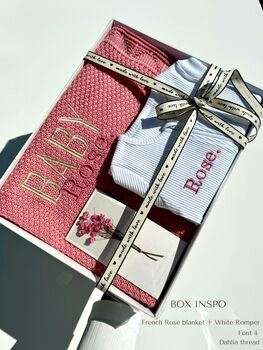 Personalised Blanket + Zip Romper Baby Gift Set For Newborn, 3 of 10