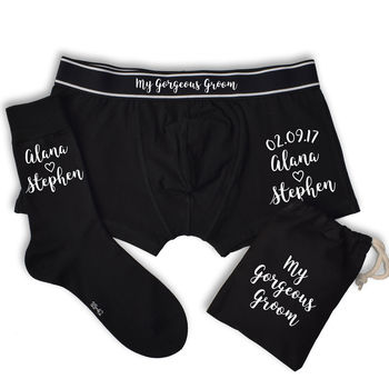 Personalised Groom's Date And Names Underwear Gift Set, 5 of 11