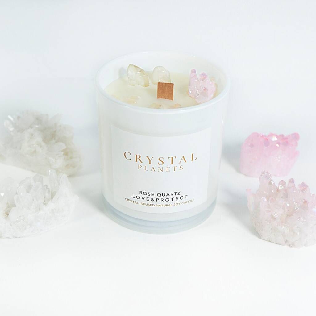 Rose Quartz Crystal Infused Candle By Crystal