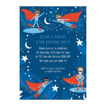 Personalised Superhero Pattern Birthday Invitations, 2 of 4