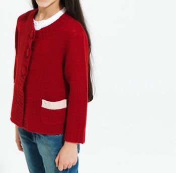 Girls' Cashmere Cardigan In Pink And Red, 8 of 11