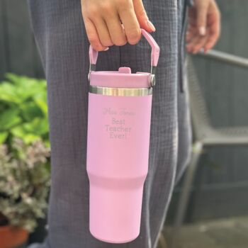 Personalised Best Teacher Ever Water Bottle With Handle, 3 of 3