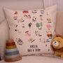 Personalised Alphabet Farm Cushion For Kids Room Nursery Present For New Baby Or Young Child, thumbnail 2 of 4