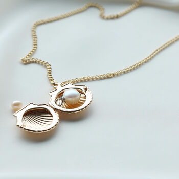 Clamshell And Hidden Pearl Locket Necklace, 6 of 12