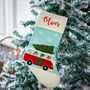 Personalised Dogs In A Camper Van Embroidered Stocking, thumbnail 1 of 2