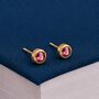 7mm Gold Plated Sterling Silver Tourmaline Cubic Zirconia Stud Earrings, thumbnail 1 of 5
