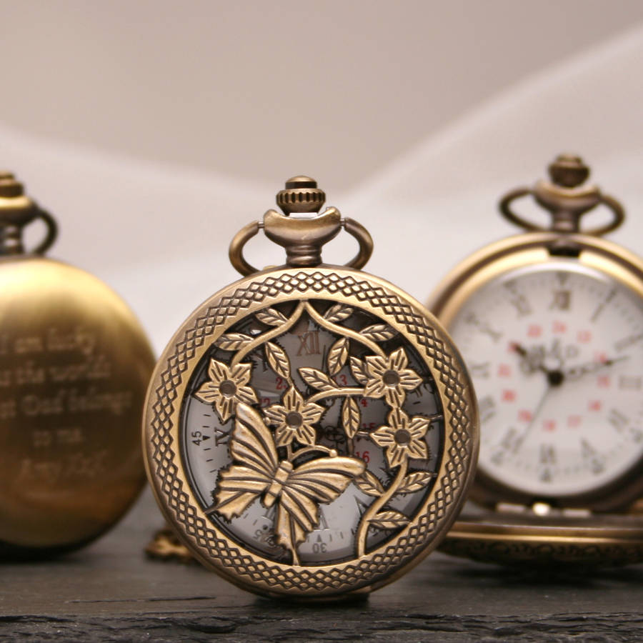 Butterfly shop pocket watch