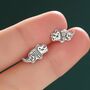 Oxidised Sterling Silver Dinosaur Fossil Stud Earrings, thumbnail 1 of 12