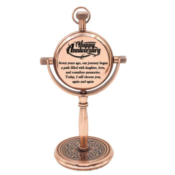 Personalised 7th Anniversary Gift Copper Desk Clock, 8 of 12