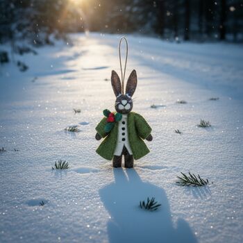 Handmade Felt Hector Christmas Hare Hanging Decoration, 2 of 9