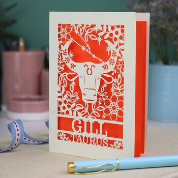 Personalised Taurus Star Sign Birthday Card, 4 of 8