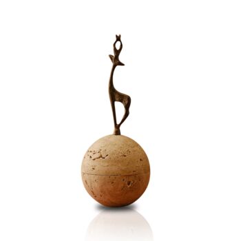 Gazelle Finial Travertine Sphere Box, 2 of 2
