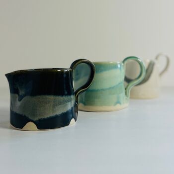 Ceramic Loop Handle Mini Jugs 180ml 6floz Capacity With Splash Design, 4 of 12
